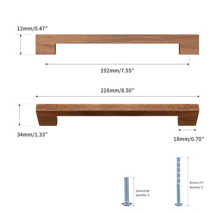 Evionlin Walnut Square 7-1/2in 10 pcs Wooden Drawer Pulls Handle pulls for cabinets Kitchen Cabinet Drawer pulls Cabinet Door Pull