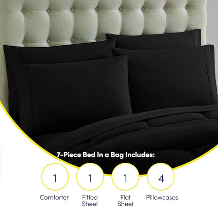 Sweet Home Collection Ultra Soft Down Alternative Set & Luxurious Bed Sheets, Polyester, Black, Full