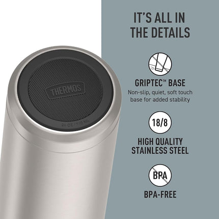 Thermos ICON Series by Stainless Steel Water Bottle with Spout 24 Ounce, Matte Stainless Steel