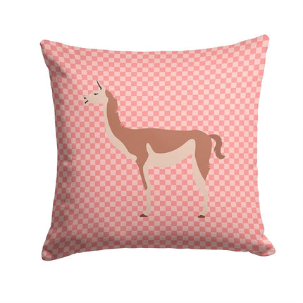 Caroline's Treasures BB7921PW1414 Guanaco Pink Check Fabric Decorative Pillow Machine Washable, Indoor Outdoor Decorative Pillow for Couch, Bed or Patio, 14Hx14W