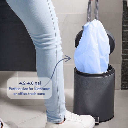 Plasticplace Custom Fit Trash Bags, Compatible with simplehuman Code V (200 Count) Tinted Blue Drawstring Garbage Liners 4.2-4.8 Gallon, 14.5" x 28"