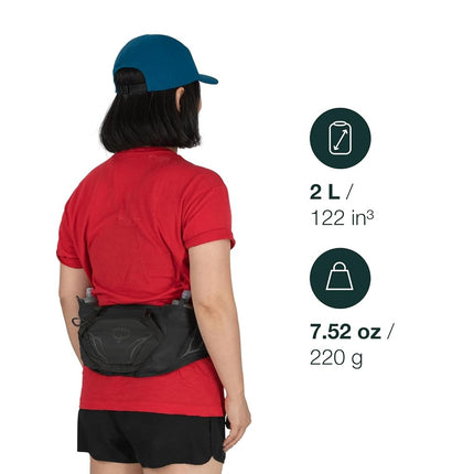 Osprey Duro Dyna Hydration Waist Pack with Hydraulics Soft Flasks for Running, Seaweed Green/Limon