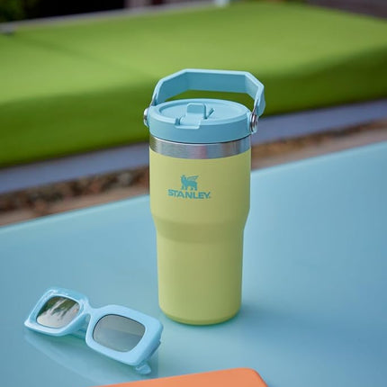 Vaso térmico Stanley IceFlow 2.0 Flip Straw con asa, 591 ml | Tapa de rosca y pajita abatible | Botella de agua a prueba de fugas | Acero inoxidable aislado | Sin BPA | Azul Celeste
