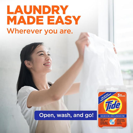 Tide Liquid Detergent Travel Sink Packets 3 each