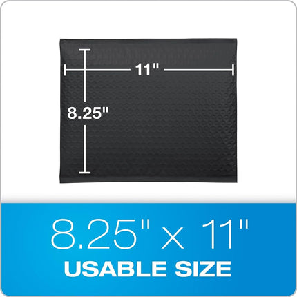 Enveloppes matelassées Quality Park Bubble Mailers, 8,25 x 11, enveloppes d'expédition noires en polyéthylène résistantes à l'eau, fermeture autocollante Redi-Strip, 25/boîte (QUA85870)