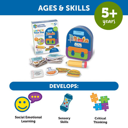 Learning Resources Unpack Your Day Conversation Kit - Social Emotional Learning Games for Kids Ages 5+, Conversation Starters for Kids,Educational Toys ,Birthday Gifts for Boys and Girls