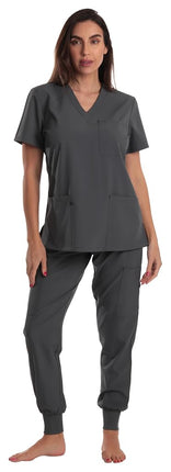 Just Love Women's V-Neck Scrub Set, Steel Gray Str