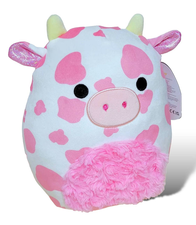 Squishmallows Official Kellytoy Evangelica Cow Pink and White with Pink Fuzzy Belly 8 Inch Plush - 2023 Valentine�s Day Squad Stuffed Animal Toy