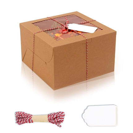 DOYIDE 20Pcs 8 Inch Cake Boxes with Window, 8x8x5 