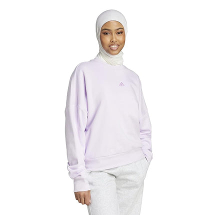 adidas Women's Essentials Small Logo FeelCozy Sweatshirt, Ice Lavender/Bliss Lilac, Large