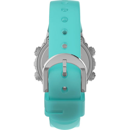 Timex Youth Digital 33 mm Watch, Digital Dial Silver-Tone Case, Blue Resin Strap TW5M61400