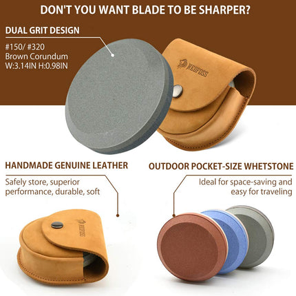 NedFoss Axe & Tool Sharpener with Leather Sheath, Dual Grit Multi-Purpose Sharpener (Brown)
