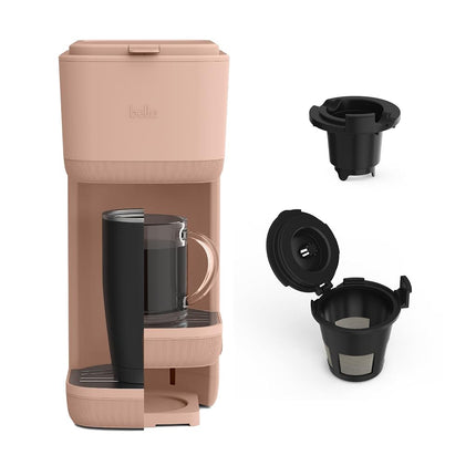 Bella - Cafetière monodose, compatible avec les dosettes K-Cup et le café moulu, avec accessoires amovibles, réglables, à arrêt automatique et réutilisables lavables au lave-vaisselle, pour des préparations de 17 cl à