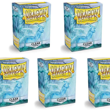 5 Packs Dragon Shield Matte Clear Standard Size 100 ct Card Sleeves Value Bundle!
