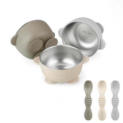 PandaEar 3 Pack Stainless Steel Suction Baby Bowls
