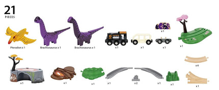 BRIO World 36094 Dinosaur Adventure Train Set 21 Pieces for Kids Ages 3+