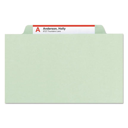 Smead Pressboard Classification File Folder with SafeSHIELD Fasteners, 2 Dividers, 2" Expansion, Letter Size, Gray/Green, 10 per Box (14076)