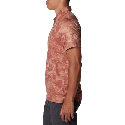 Columbia Men's Tech Trail Novelty Polo Hiking Shirt, Auburn Beachwood, Medium