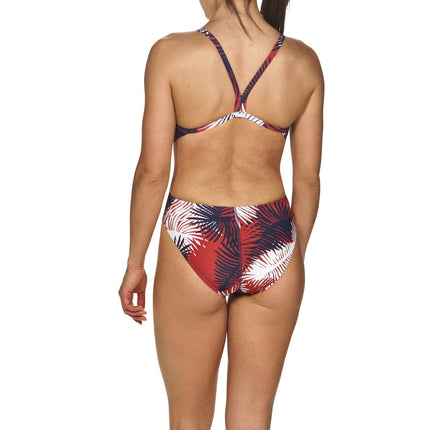 Arena Palm Forest Challenge Back MaxLife One Piece Swimsuit, Red - White - Blue, 22