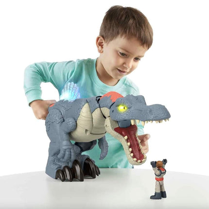 Imaginext Jurassic World Dinosaur Toy, Ultra Snap Spinosaurus with Lights Sounds and Chomping Action plus Figure for Preschool Play, HML41,Multicolor,Large