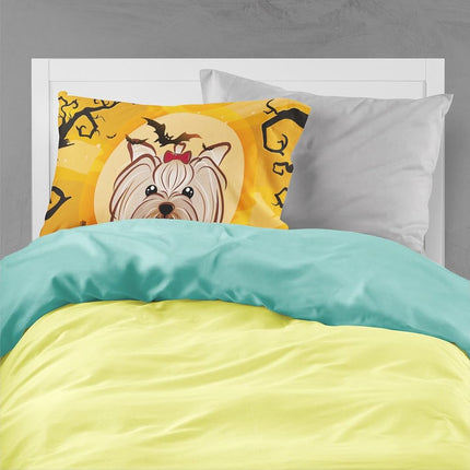 Caroline's Treasures BB1762PILLOWCASE Halloween Yorkie Yorkishire Terrier Fabric Standard Pillowcase, Standard, Multicolor