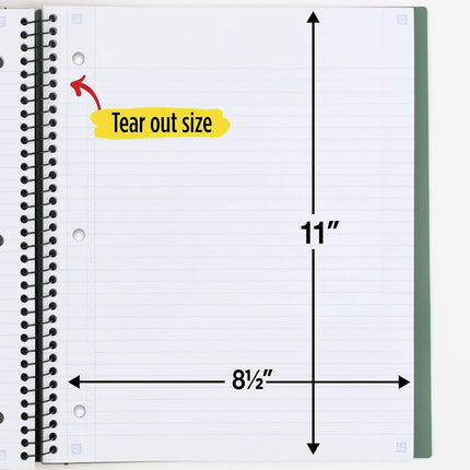 Five Star Advance Spiral Notebook, 1-Subject, College Ruled Paper, 11" x 8-1/2", 100 Sheets, With Spiral Guard and Movable Dividers, Color Will Vary (06322)