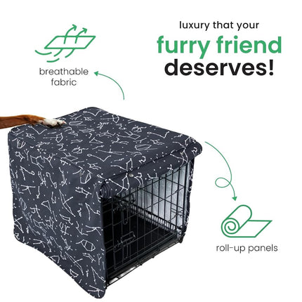 Molly Mutt Rocketman 24-inch Dog Crate Cover, Small Kennel Cover Measures 24” x 18” x 21”, Two Panel Doors Roll Up, Made from Machine-Washable 100% Cotton that is Durable, Breathable & Pre-shrunk