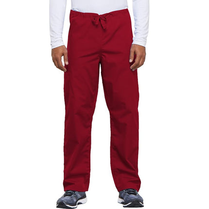 Cherokee Men's Drawstring Cargo Scrub Pant, Red, M