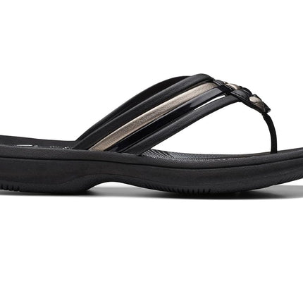Clarks Women's Breeze Coral Flip-Flop, Black Combi, 4 UK