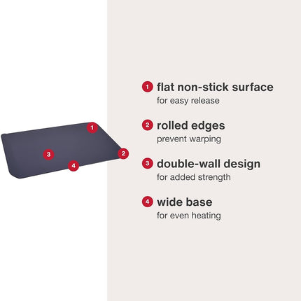 Zyliss Non-Stick Baking Sheet, 35cm x 27cm, PFAS Free Baking Tray for Cookies/Biscuits, Carbon Steel, Dark Blue, Baking Tin/Bakeware/Roasting, Dishwasher Safe