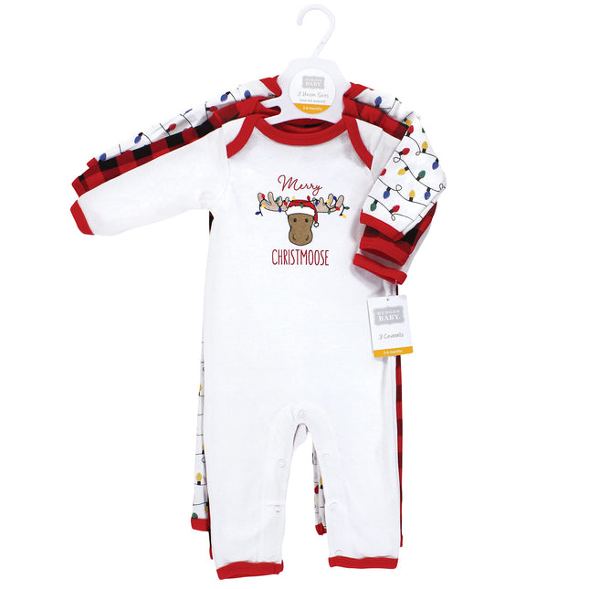 Hudson Baby baby-boys Cotton Coveralls, Christmoose, 9-12 Months