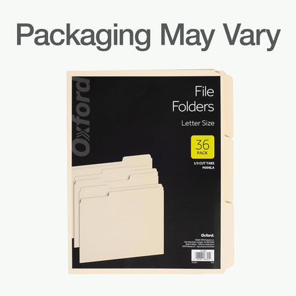 Oxford File Folders, 36 Pack, Letter Size (8.5" x 11"), 3 Tabs, Durable Manila Paper, for School, Office & Home Document Organization