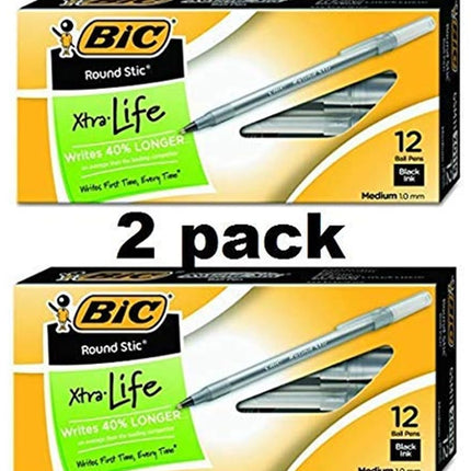 BIC Round Stic Xtra Life Ballpoint Pen, Medium Poi