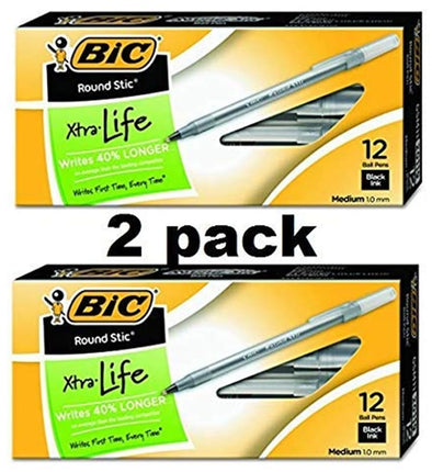 BIC Round Stic Xtra Life Ballpoint Pen, Medium Poi