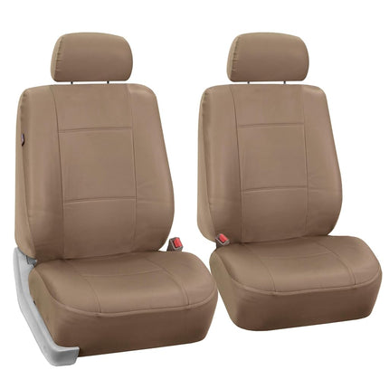 FH Group Automotive Seat Covers Solid Tan Universal Fit PU Leather Front Set Bucket fits most Cars, SUVs, and Trucks PU001TAN102