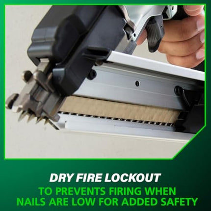 Metabo HPT Metal Connector Nailer | Pro Preferred Brand of Pneumatic Nailers | 36 Degree Short Magazine | Accepts 1-1/2-Inch to 2-1/2 Nails | Ideal for Fastening Metal Connectors to Wood | NR65AK2S