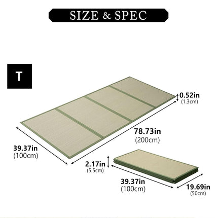 EMOOR Japanese Tatami Mat King Single Natural Rush Grass (Undyed), Foldable Igusa Mattress Floor Sleeping Japanese Futon Mattress Meditation Yoga Zen