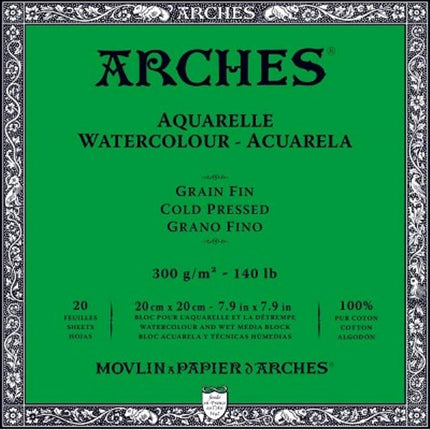 Arches Block 300g/m² glued on Four Sides Fine Grai