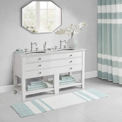 Madison Park MP72-2492 Spa Cotton Bath Rug, 24x72, Aqua
