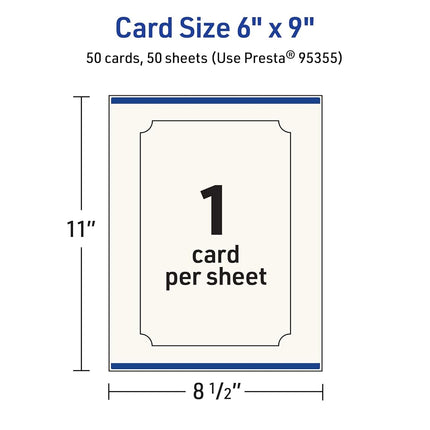 Avery Printable Rectangle Cards with Scalloped Edges, Sure Feed Technology, 6" x 9", Matte Ivory Cardstock, Print-to-the-Edge, Laser/Inkjet, 50 Total, Great for Postcards and Thank You Cards