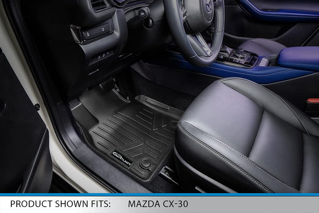 SMARTLINER Tapis de sol toutes saisons sur mesure 2 rangées et tapis de coffre derrière la 2ème rangée Ensemble noir pour Mazda CX-30 2020
