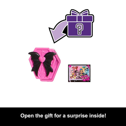 Monster High Scary Sweet Birthday Doll, Draculaura in Pink Party Dress with Themed Accessories Like Invite, Balloon, Gift, Fan and More