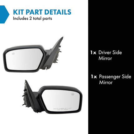 Power Heated Textured Side View Mirrors Pair Set for 06-10 Fusion Milan