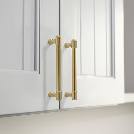 khtumeware 10 Pack Brushed Brass Cabinet Pulls 3 Inch(76MM) Hole Centers Kitchen Brushed Gold Cabinet Handles Cabinet Hardware Kitchen Handles for Cabinets Cupboard Handles Drawer Pulls