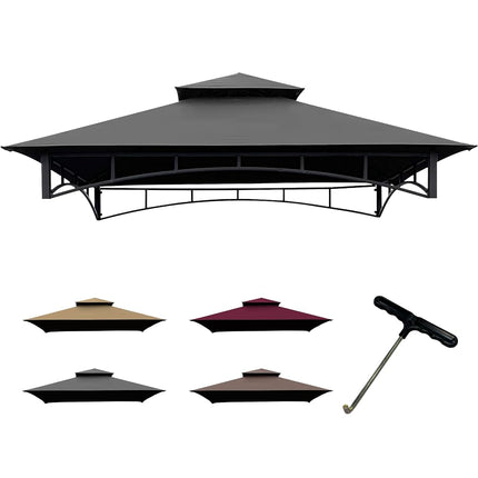CoastShade 8 x 5 Grill BBQ Gazebo Double Tiered Replacement Canopy Roof Outdoor Barbecue Gazebo Tent Roof Top,Gray
