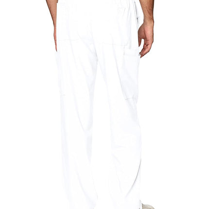 WonderWink 5355AWHITLG W123 Men's Flat Front Cargo Pocket Pant, White, Standard-L Size