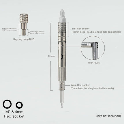 711L Pen Driver TG - Compact EDC Bit Driver with Foldable L-Handle | Compatible with 4mm Precision Bits & 1/4" Double-Ended Bits | 7DP1D