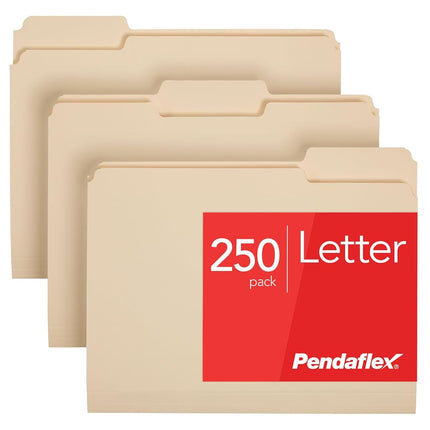 Pendaflex Essentials File Folders, Letter Size, 1/3 Cut, Manila, 250 per Box (752250)