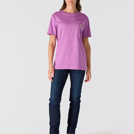 Carhartt Women’s Loose Fit Heavyweight Short-Sleeve Pocket T-Shirt, Cherry Bloom, XS