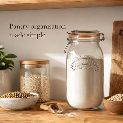 Kilner Clip-Top Storage Jar, 2 Litre, Airtight, Glass, for Fruit, Vegetables, Coffee, Tea, Flour